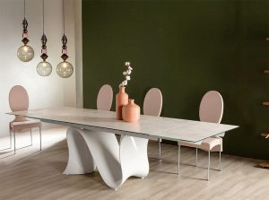 Wave Modern Italian Dining Table by Tonin Casa ceramic white