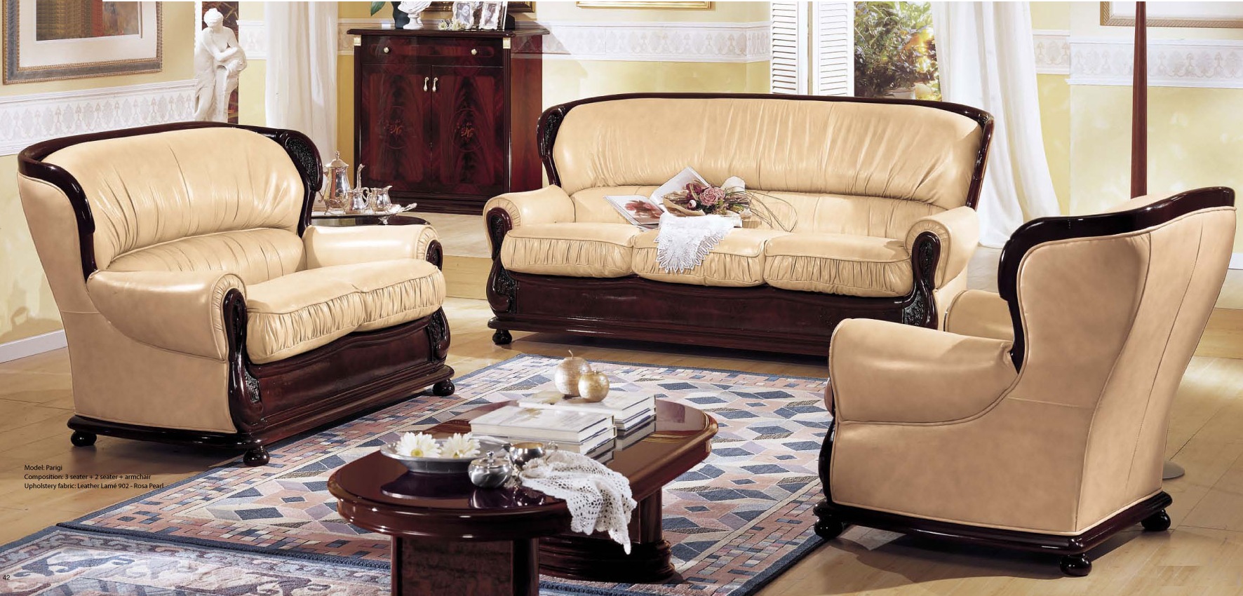 Italian Leather Sofa EF-Parigi Beige - MIG Furniture