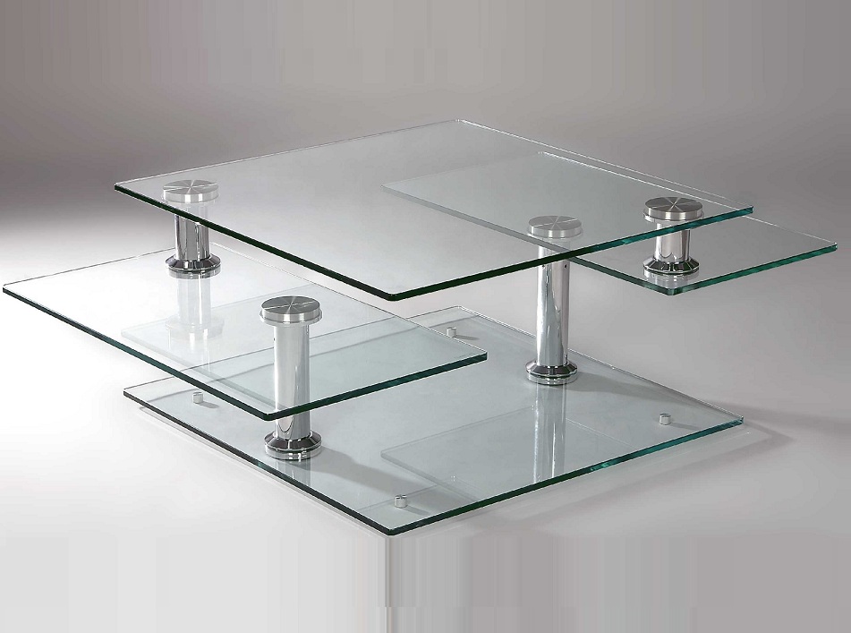 Motion Glass Coffee Table 8052 by Chintaly