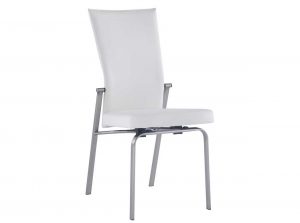 Molly white leather polished side chair by chintaly