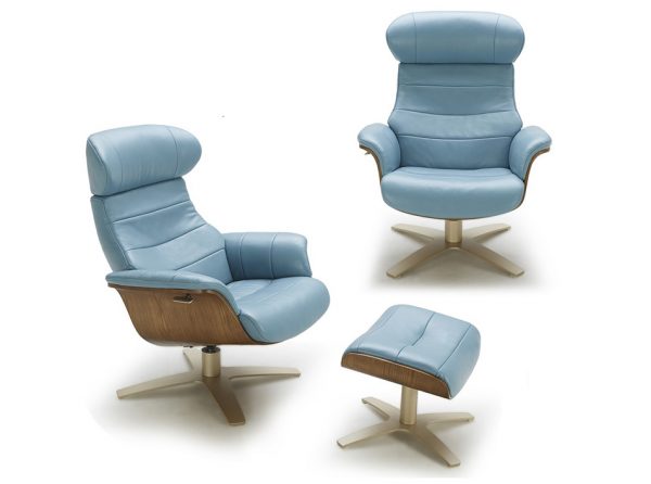 Karma Lounge Leather Chair by J&M Furniture Blue