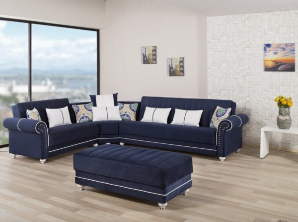 Reversible Sectional Sofa Bed Royal Home Dark Blue by Casamode