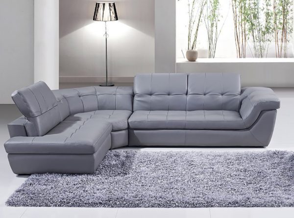 Gray Leather Sectional Sofa 397 by J&M Furniture