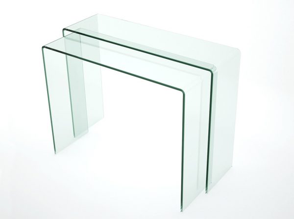 Clear Glass Console Table Set 6006 by Chintaly