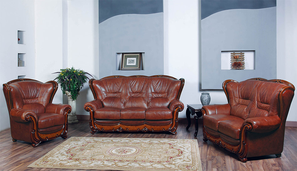 Classic Leather Sofa 100 By Esf, Traditional Living Room Furniture In Leather