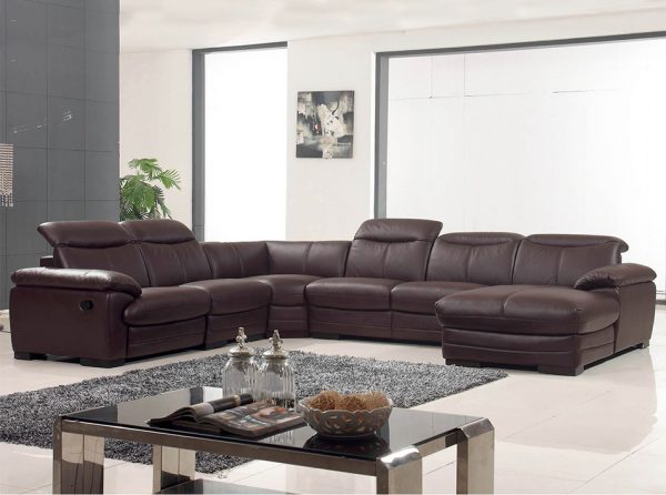 Leather Sectional Sofa w/ Recliner EF-2146