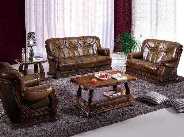 Leather Sleeper Sofa Set EF-Oakman