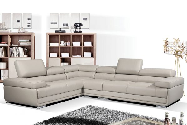 Modern Leather Sectional Sofa EF-2119 | Light Gray