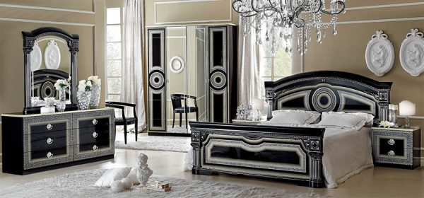 Traditional Italian Bed / Bedroom EF-Aida Black/Silver