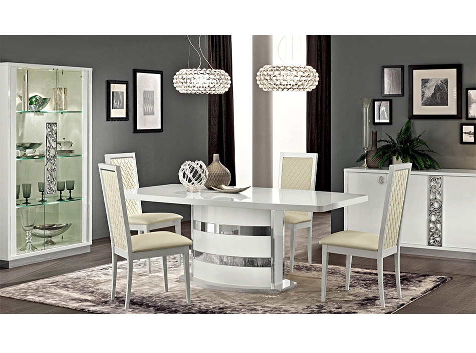 Roma White Modern Dining Table, Italian Dining Room Sets Modern