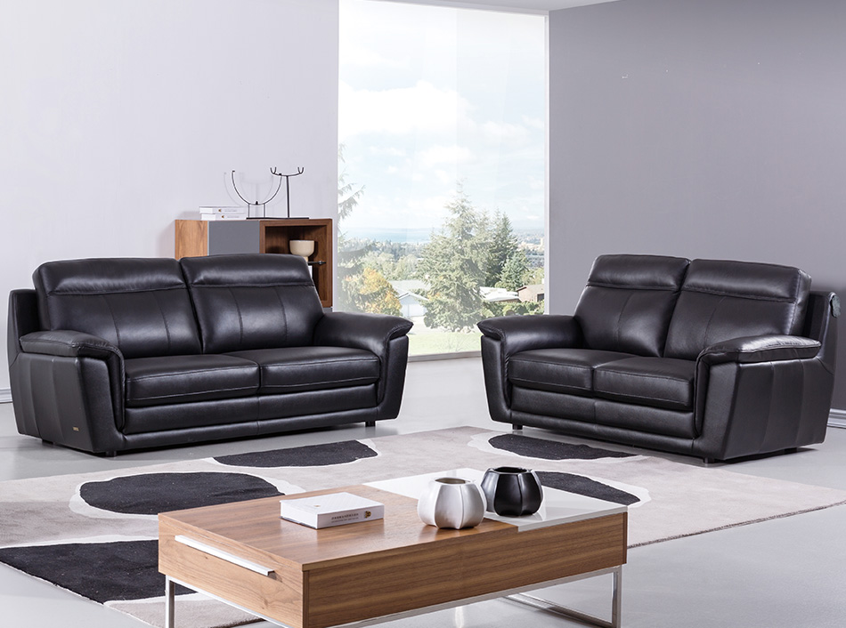 Beverly Hills Leather Sofa S210 Black