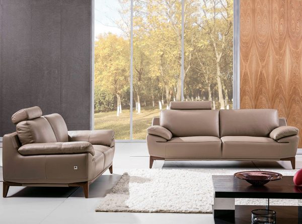 Leather Sofa S93 Taupe by Beverly Hills