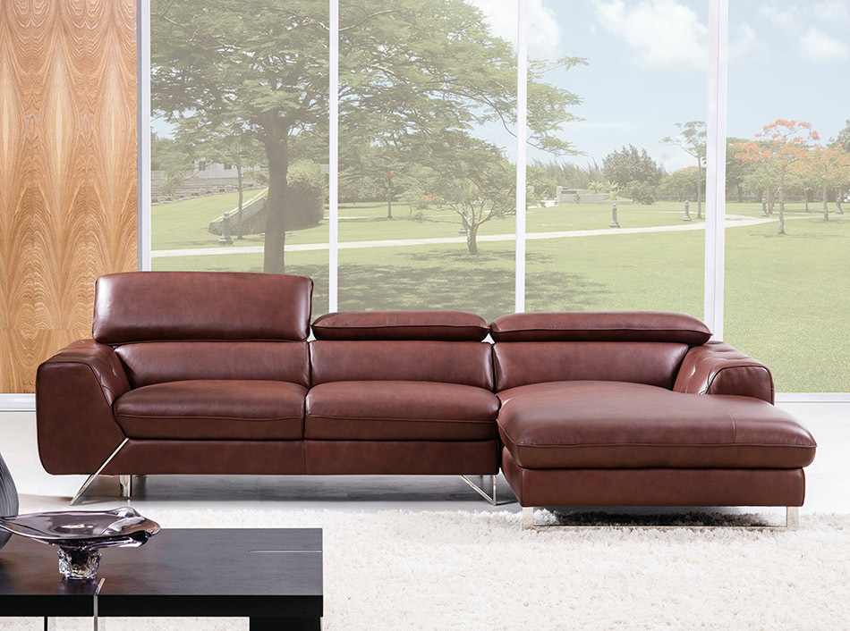 Beverly Hills S98 Leather Sectional Sofa Brown