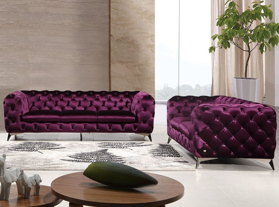 Glitz Sofa by J&M Furniture | Purple Velour