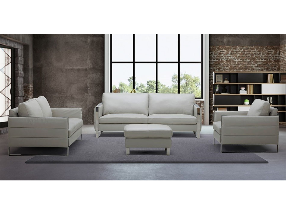 Constantin Leather Sofa by J&M Furniture | Gray