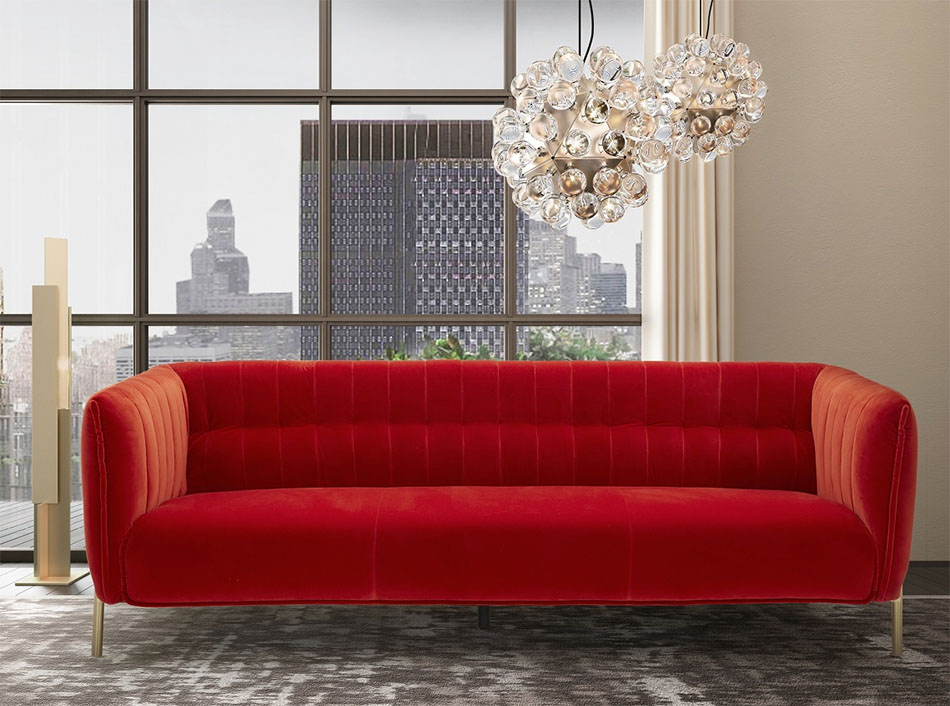 Deco Pumpkin Fabric Sofa by J&M Furniture