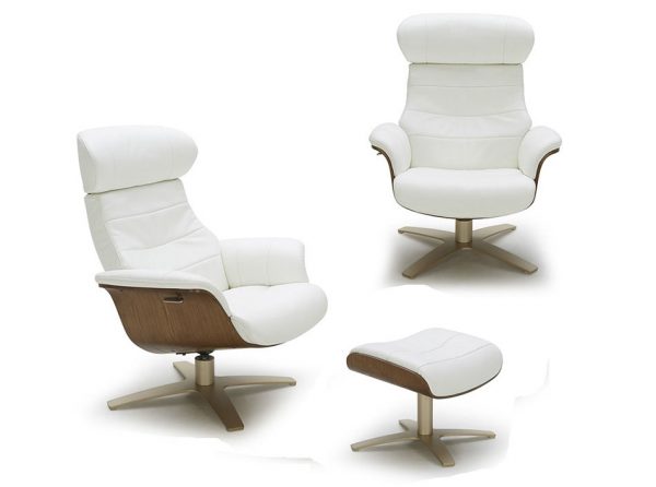 Karma Lounge Leather Chair by J&M Furniture White