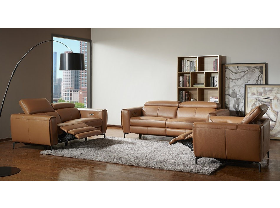 Lorenzo Modern Recliner Sofa by J&M | Caramel