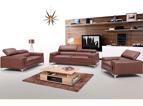 Leather Sofa EF-2537 | Saddle Brown
