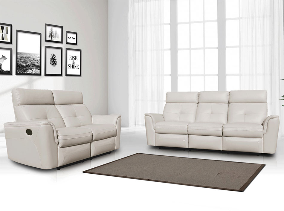 Reclining Leather Sofa 8501 By Esf Furniture White Mig