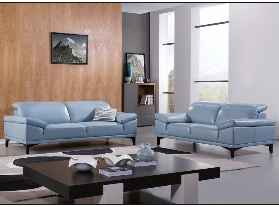 Beverly Hills Modern Leather Sofa S215 Aqua
