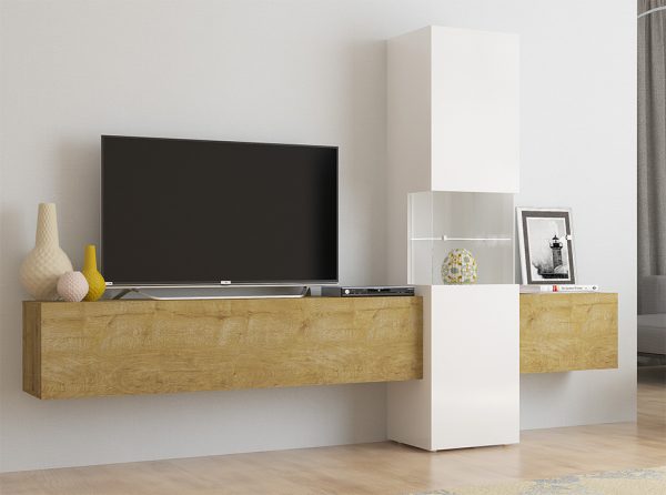 Modern Wall Unit Contra Made in Italy | White & Oak