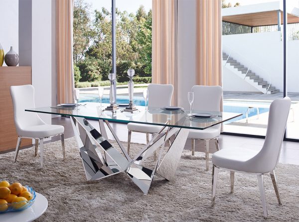 Rectangular Glass Top Dining Table EF-2061