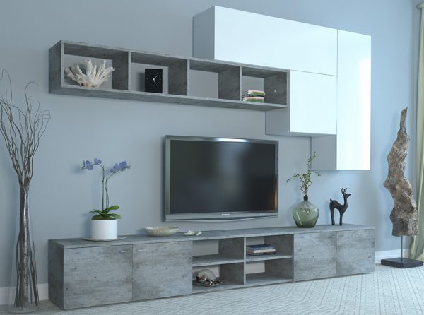 Newest Italian Wall Unit Gonima | White & Cement