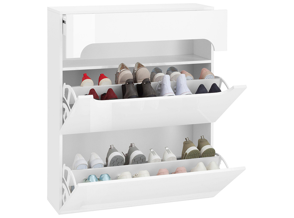 Dmora Modern Shoe Rack. Made In Italy. With 2 Doors. Entrance Shoe Rack.  Multi-Purpose Cabinet. 80X38H86 Cm. Glossy White Color White
