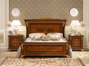 Aida Classic Wooden Bed by Mobil PIU Italy Walnut
