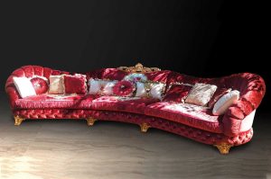 Aida Classic sectional sofa red velvet by Mobil PIU Italy
