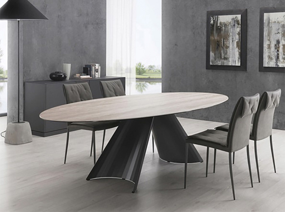 Unique Elliptical Dining Table Tuile-FE | DomItalia