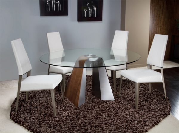 Hyper Round Glass Top Dining Table by Elite Modern