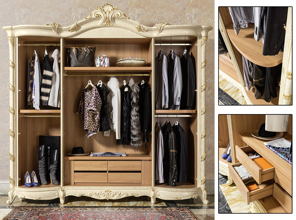 Madame Royale 4-Door Wardrobe by MobilPiu Italy - MIG Furniture