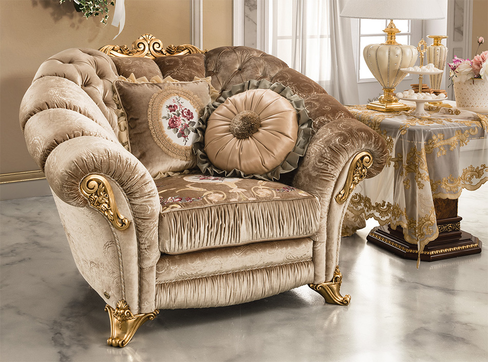 Vintage Style Antique Gold/Brown Luxury Sofa Set-Sofa,Loveseat and Chair