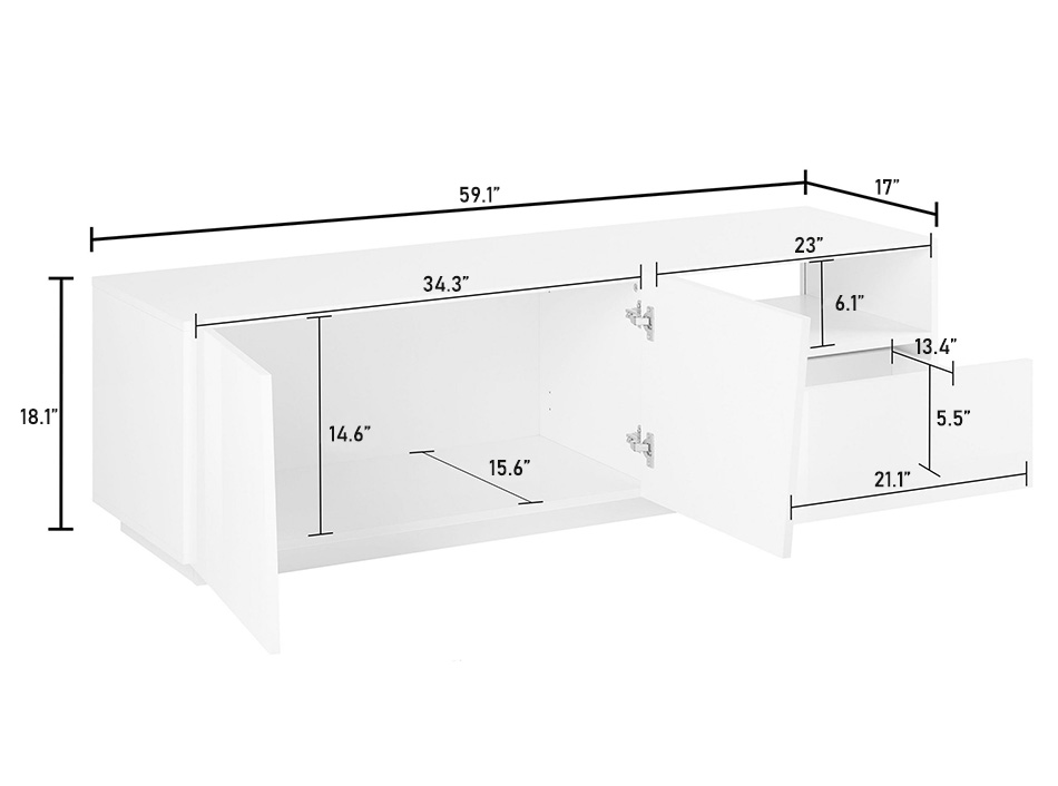 Contemporary TV Stand Lyra 59 Made in Italy - MIG Furniture