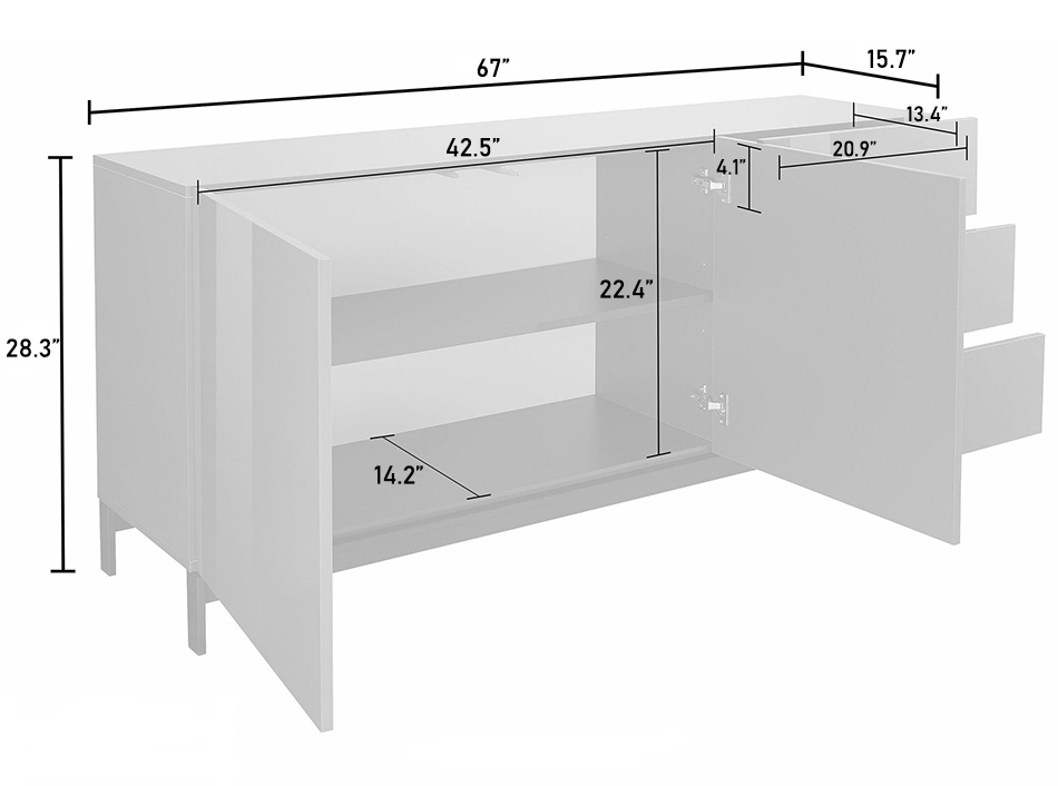 Italian Sideboard MORIS 67 in High Gloss - MIG Furniture