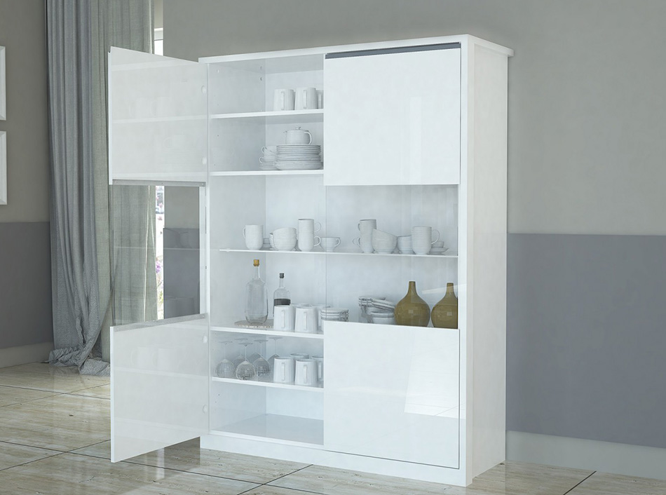 Italy | White - Mist Furniture MIG Gloss Highboard Modern