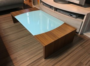 products 01 Modern Coffee Table in Aqua Glass Wood 0