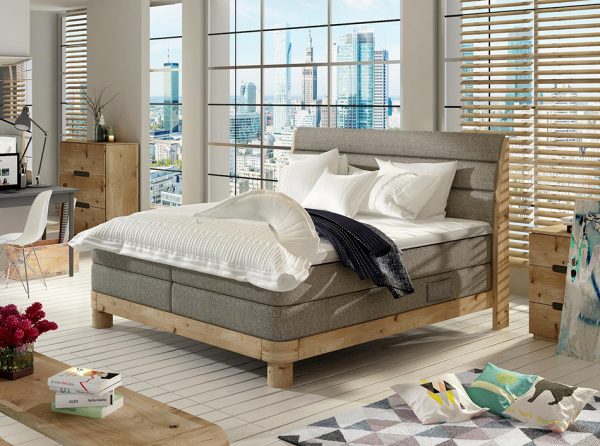 Wooden Upholstered Box Spring Bed Elena