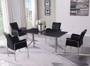 Kennedy black ceramic dining table by chintaly