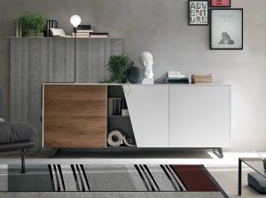 Diagonal modern sideboard buffet by tomasella italy white front