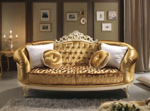 Ducale Classic sofa by MobilPIU Italy gold front