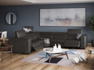 Forza b790 fabric leather sectional black anthracite by natuzzi editions stock 1