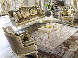 Madame Royale Classic sofa by Mobil PIU Italy living room buttons gold