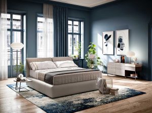 Orbitale LE02 leather fabric bed storage by natuzzi editions modern upholstered main