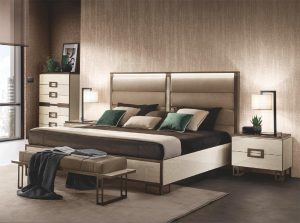 Poesia Bedroom Set Collection Bed with Upholstered Headboard by Adora ArredoClassic