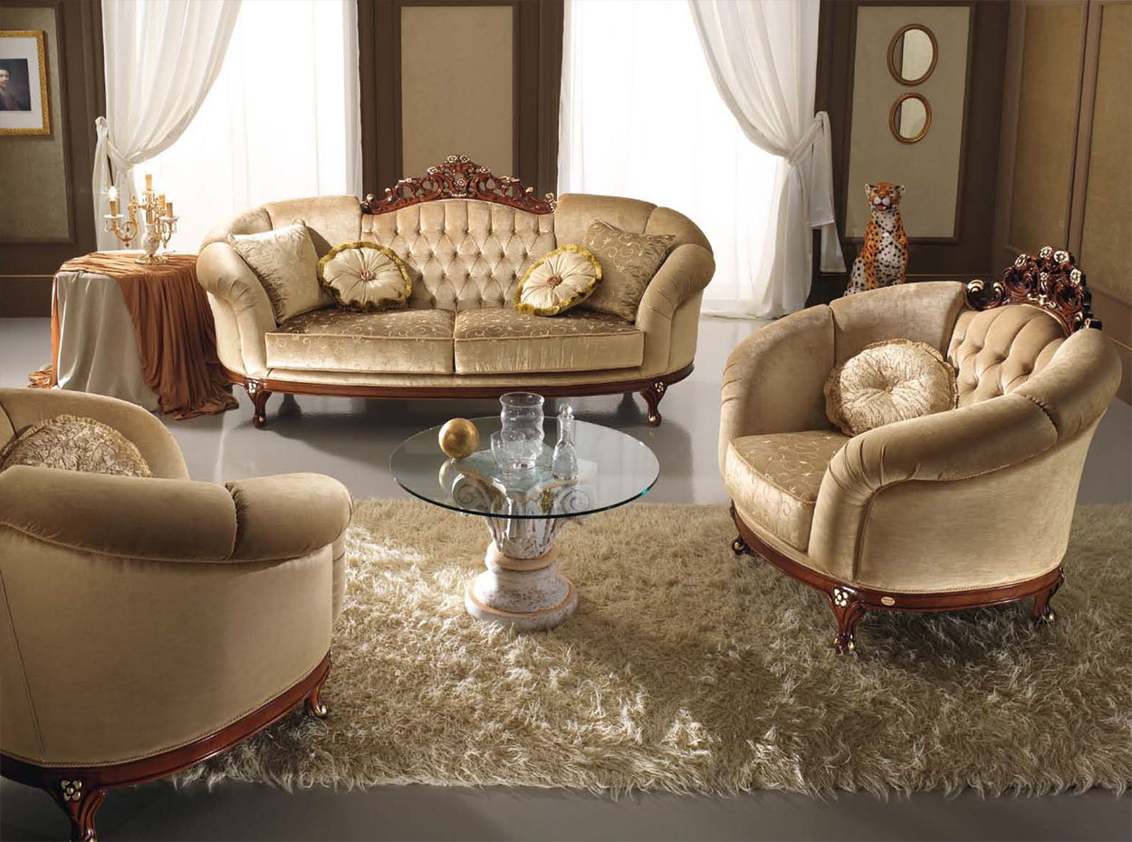 Agnes Gray Kluisje via Ducale Walnut MobilPiu Classic Italian Sofa - MIG Furniture