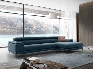 Tiziano nicoline modern Sectional Sofa Italy chaise blue fabric room