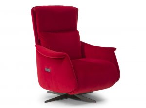 Until C243 leather fabric recliner armchair by natuzzi editions red front
